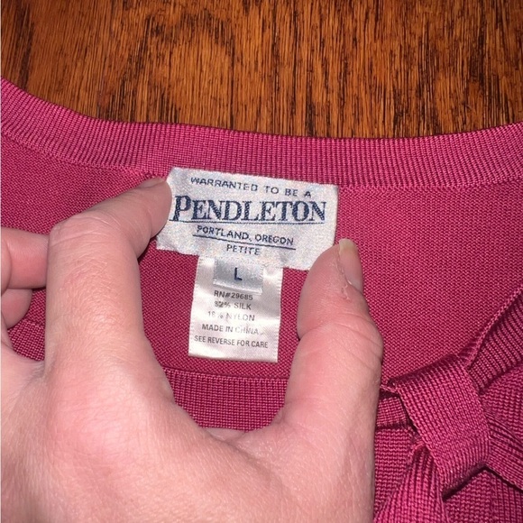 PENDLETON Silk Blend Light Sweater Top Women Sz Large P 3/4 Sleeve Career Dressy - Picture 9 of 10